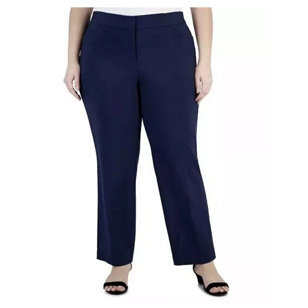 JM Collection Women's Plus Size Curvy-Fit Straight-Leg Pants, Intrepid Blue, 22W